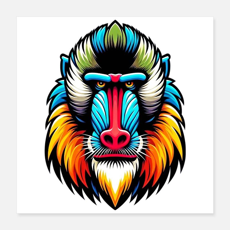 Singe mandrill Poster 40 x 40 cm