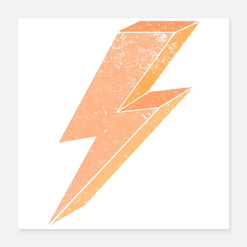 Lightning symbol in warm orange 3D Poster 16" x 16" (40x40 cm)