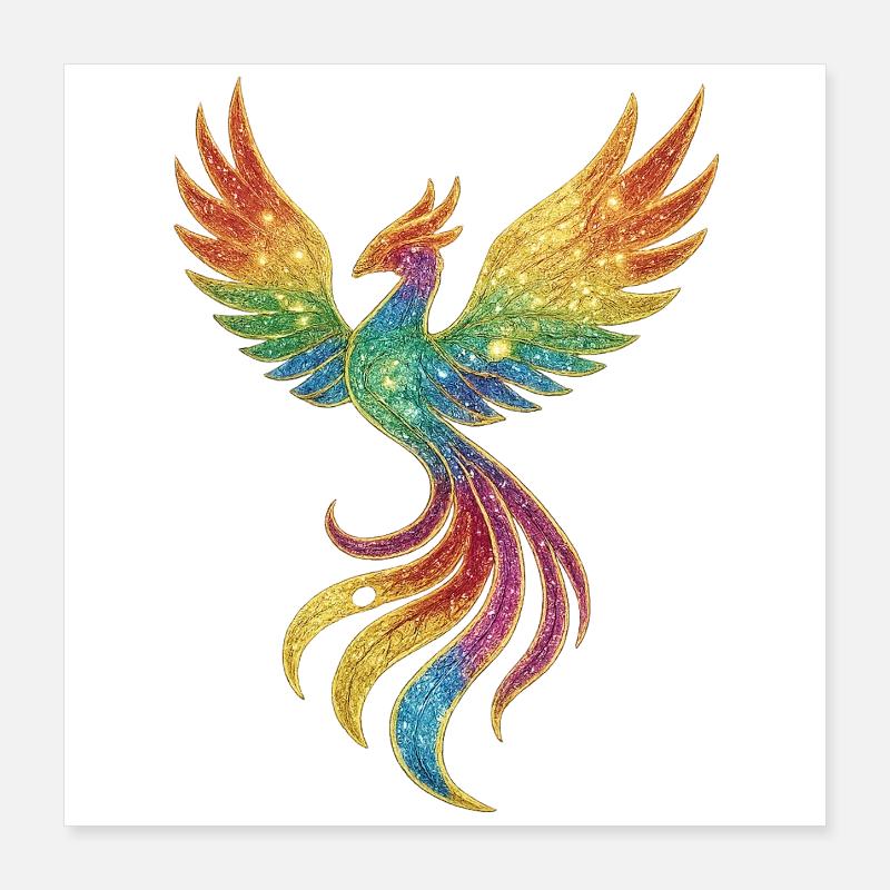 Rainbow Phoenix Spark Splendor Poster 16" x 16" (40x40 cm)
