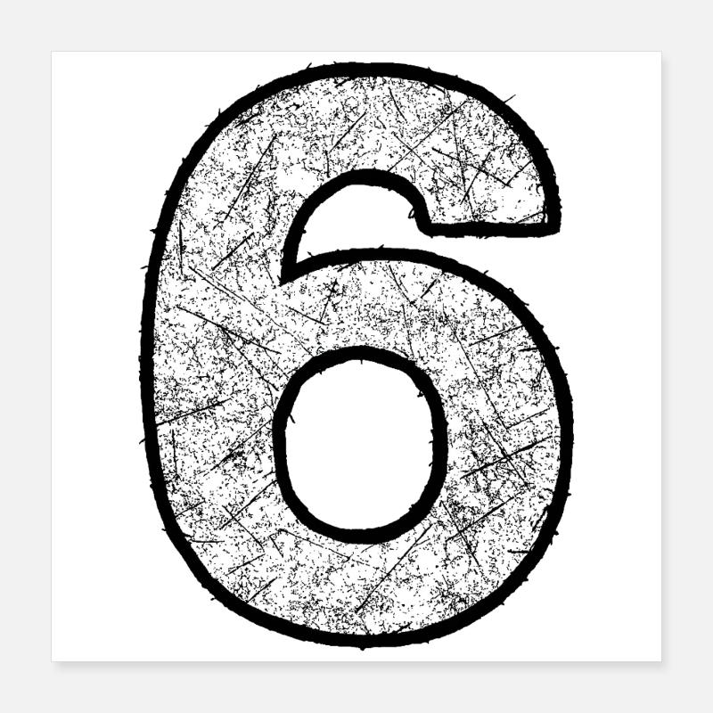 Six chiffres avec texture scratch Poster 40 x 40 cm
