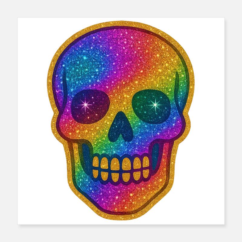 Rainbow Skull Glitter for Halloween Poster 16" x 16" (40x40 cm)