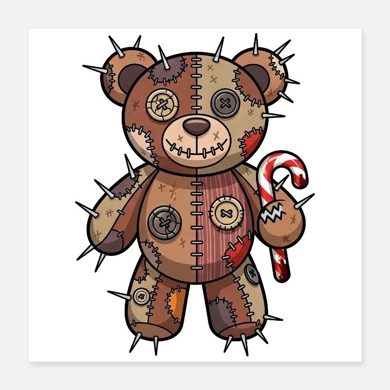 Effrayant Ours de Noël Voodoo Halloween Cauchemar Poster 40 x 40 cm