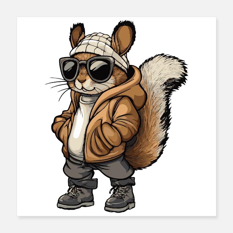 Eichhörnchen Cool Winter Poster 40x40 cm