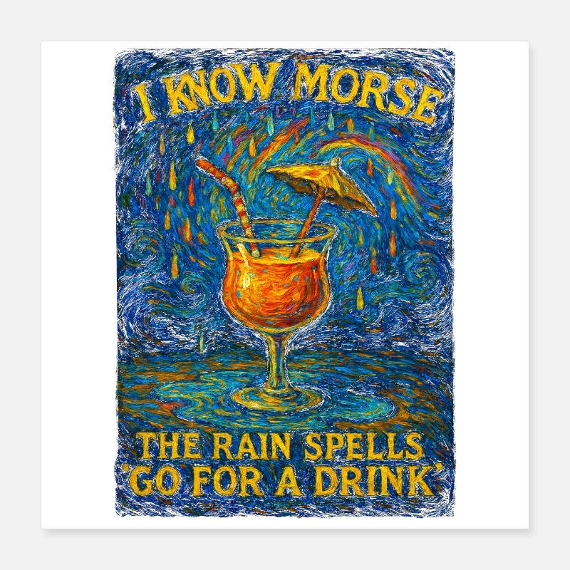 Rainy Morse Cocktail-Kunst Poster 40x40 cm