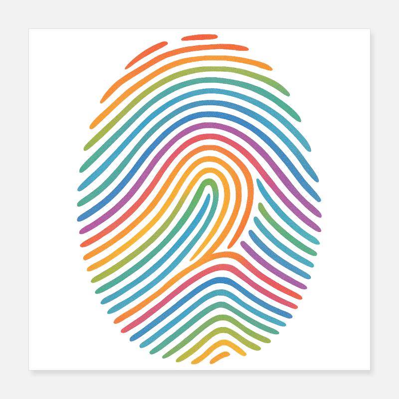 Rainbow Fingerprint Pattern | Diversity Poster 16" x 16" (40x40 cm)