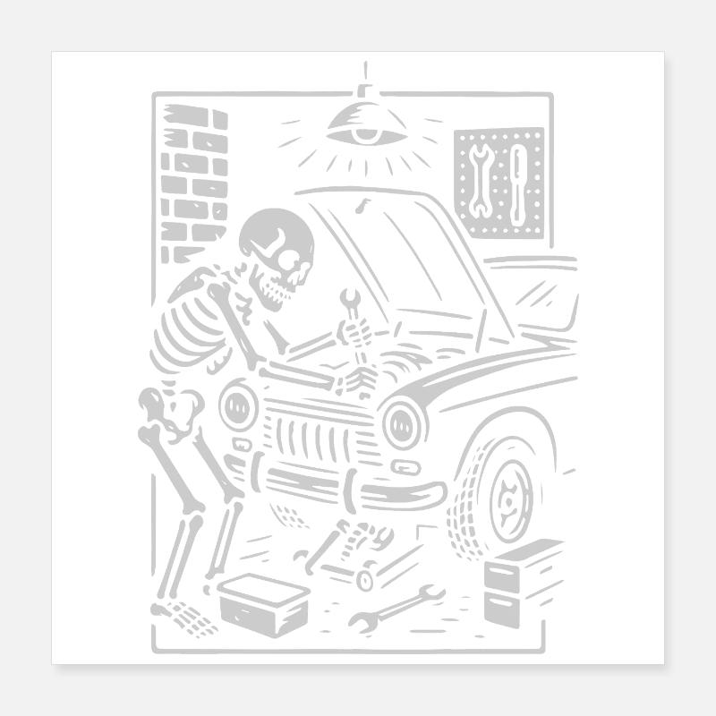 Mécanique squelette sous le capot Poster 40 x 40 cm