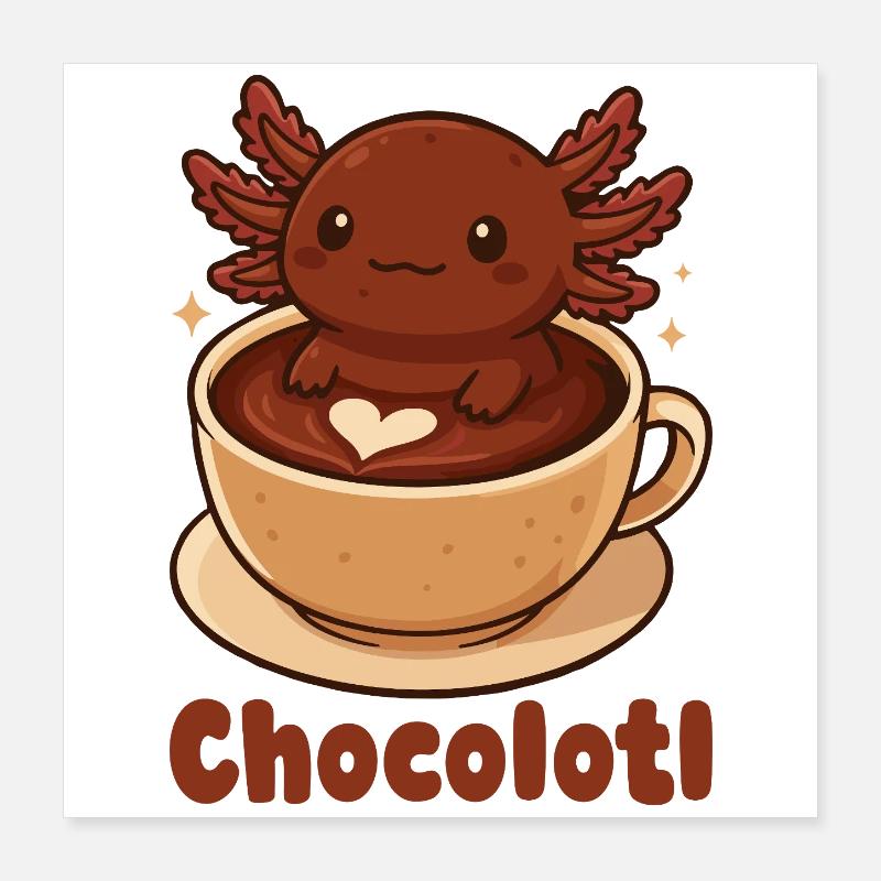 Chocolotl doux axolotl en jeu de mots avec hot Poster 40 x 40 cm