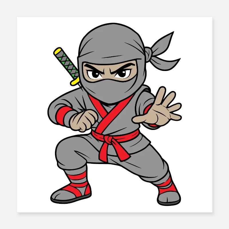 Grauer Ninja Schattenkrieger Poster 40x40 cm