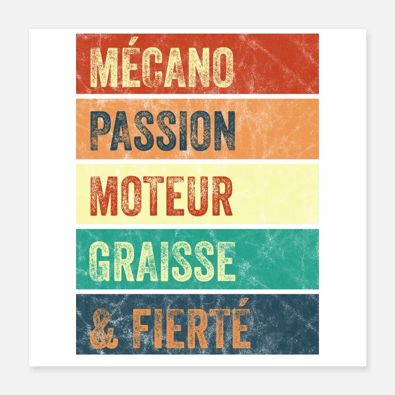 Mécano Passion Moteur Poster 40 x 40 cm