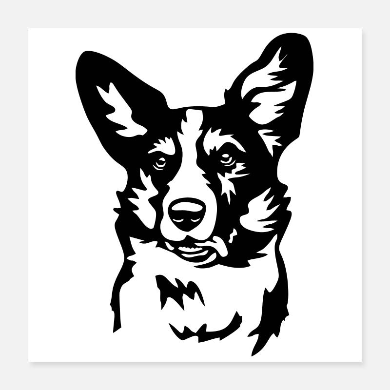 Welsh Corgi head Poster 16" x 16" (40x40 cm)