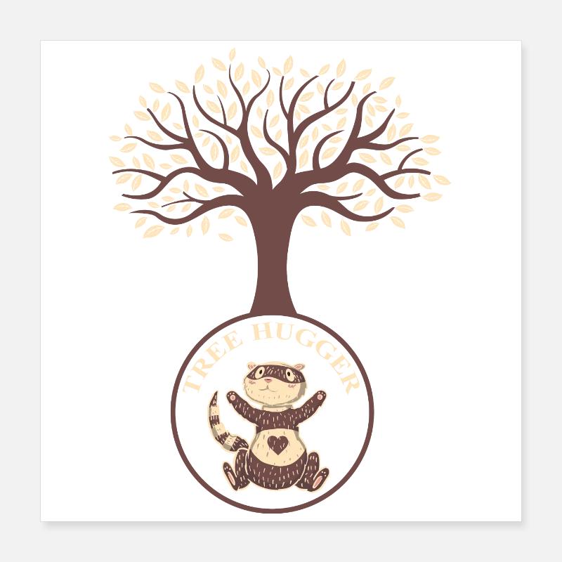 Baum Frettchen Poster 40x40 cm