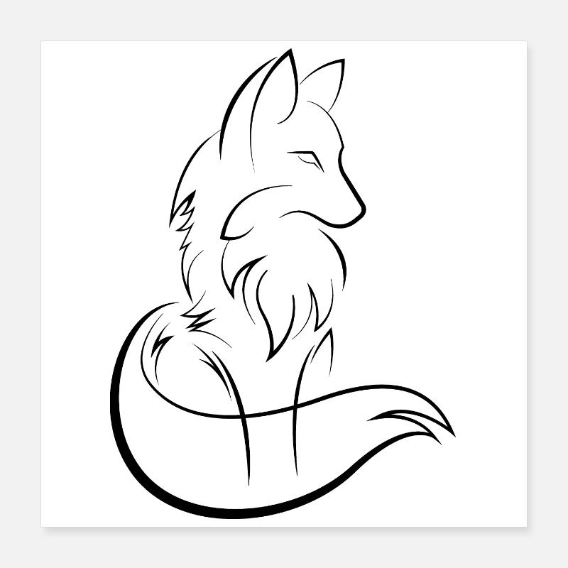 Fuchs Fox Symbol icon Kunst Illustration Grafik Poster 40x40 cm
