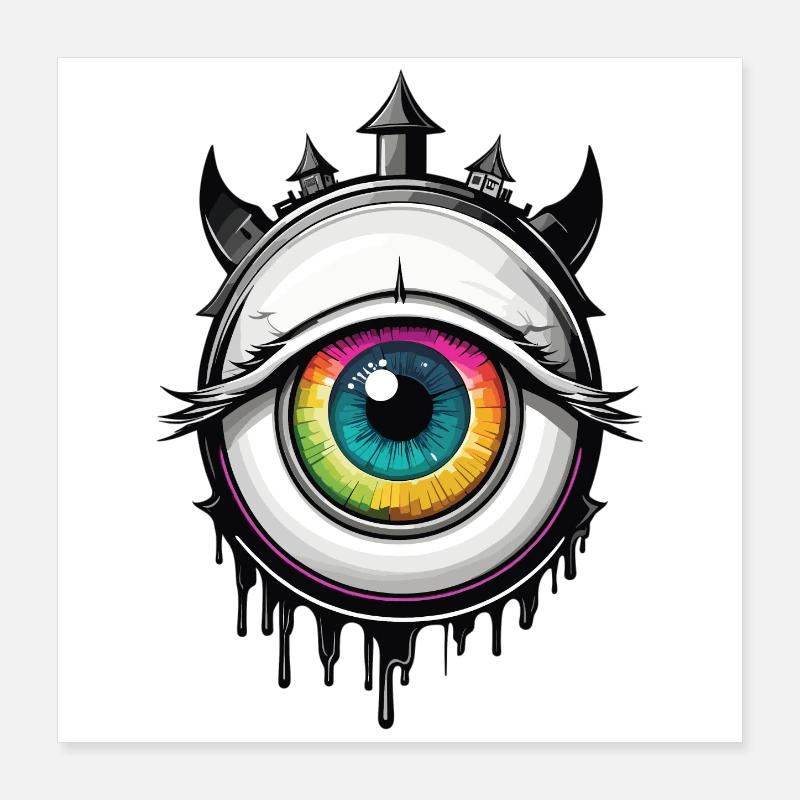 Oeil avec cornes Poster 40 x 40 cm