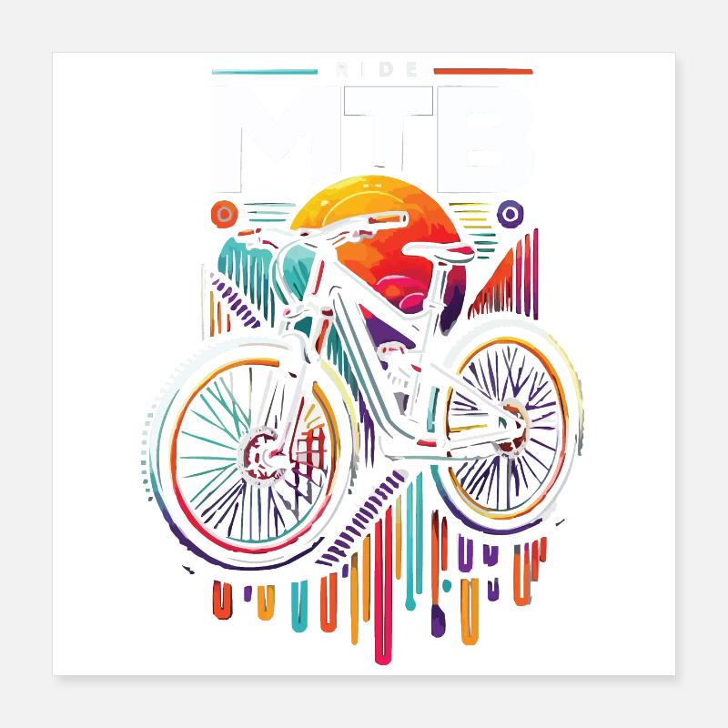 Vibrant VTT cyclisme coucher de soleil Design Poster 40 x 40 cm