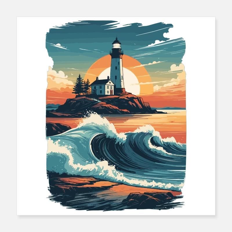 Leuchtturm Poster 40x40 cm