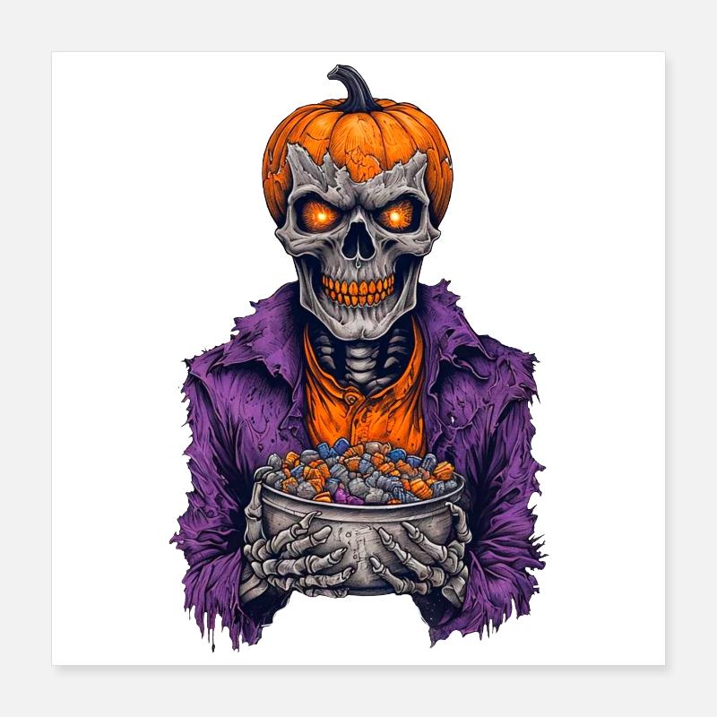Halloween Skeleton Candy Poster 16" x 16" (40x40 cm)