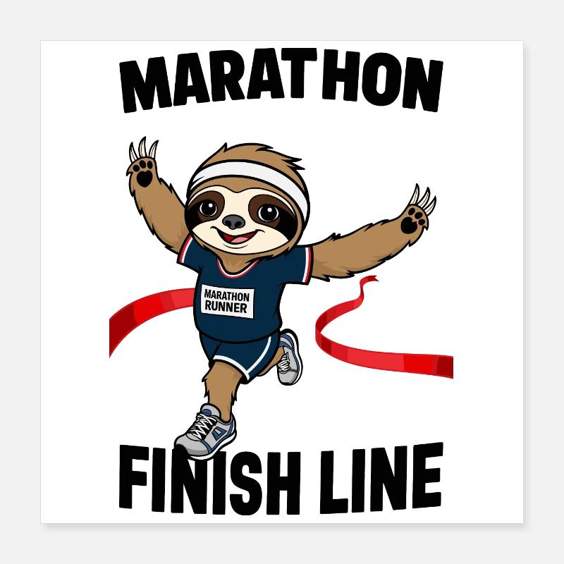 Faultier Marathonläufer Poster 40x40 cm