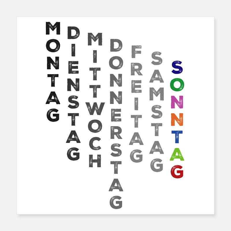 Le dimanche de la semaine - coloré Poster 40 x 40 cm