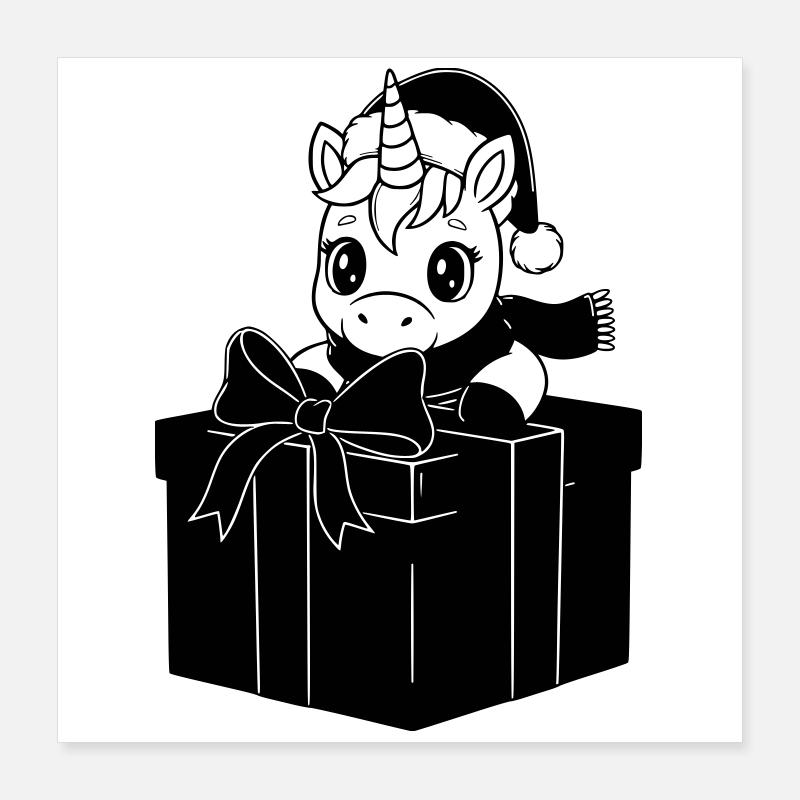 Weihnachts-Einhorn im Geschenk Poster 40x40 cm