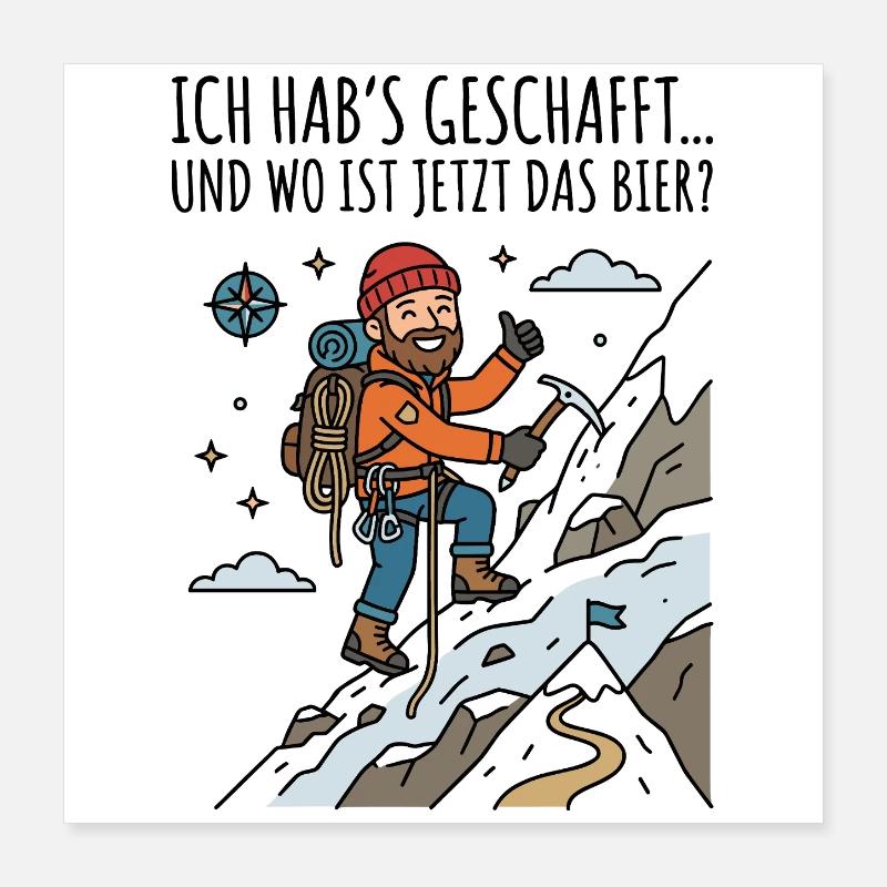 Bergsteiger Abenteuer Poster 40x40 cm