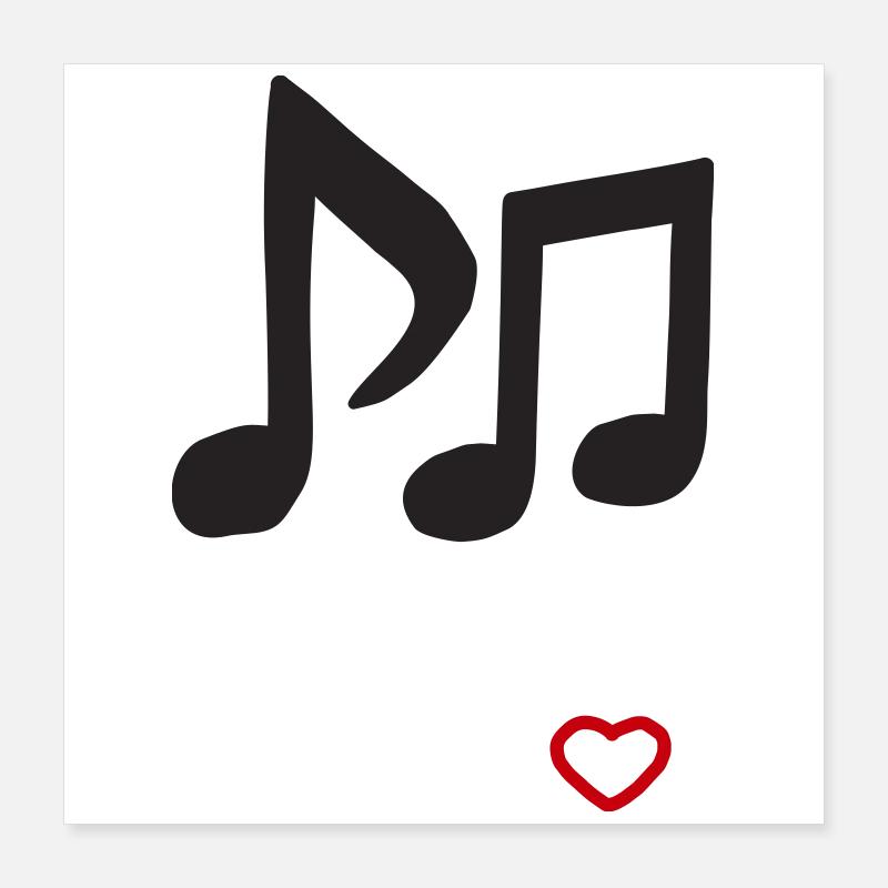 Conception des notes de mélodie de cœur Poster 40 x 40 cm