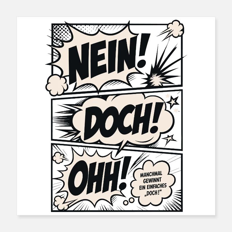 Nein Doch Ohh Kult Spruch Design Poster 40x40 cm