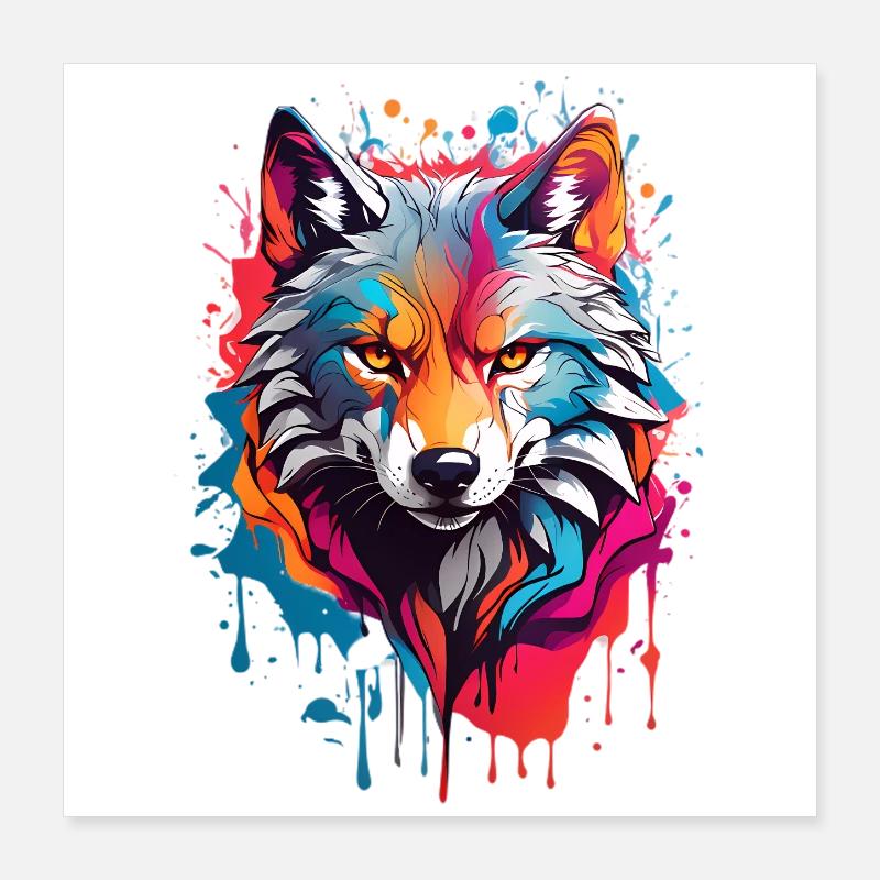 Coole Wolf Poster 40x40 cm