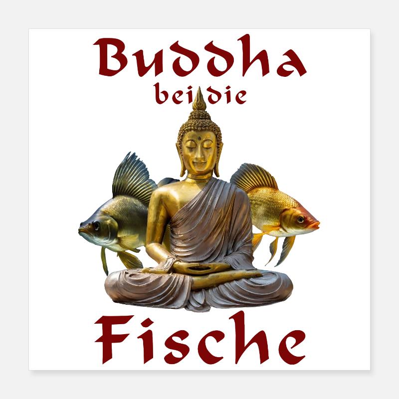 Bouddha avec les Poissons Poster 40 x 40 cm