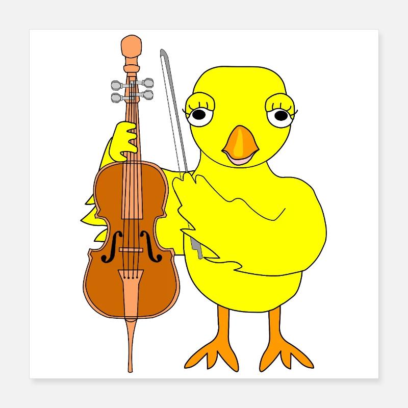 Violoncelle Poussin Poster 40 x 40 cm