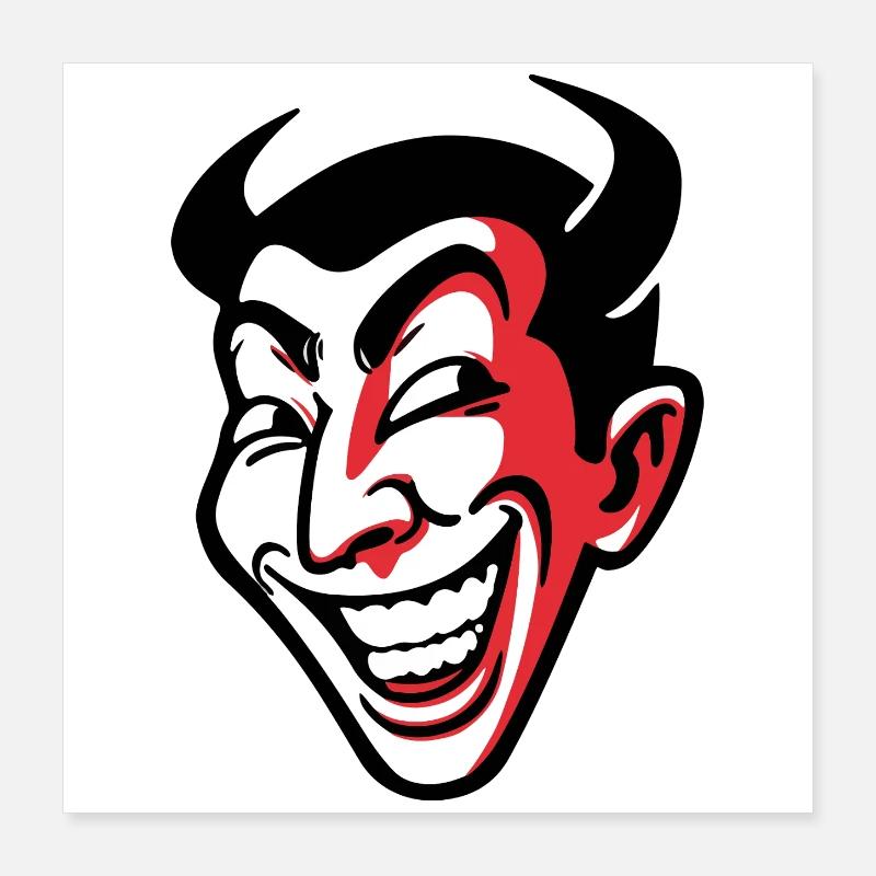 Expressive Smiling Comic Face Design Poster 16" x 16" (40x40 cm)