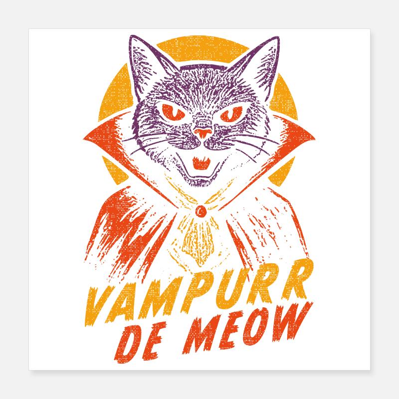 Vampurr De Meow Retro Comic Vampire Cat Poster 40 x 40 cm