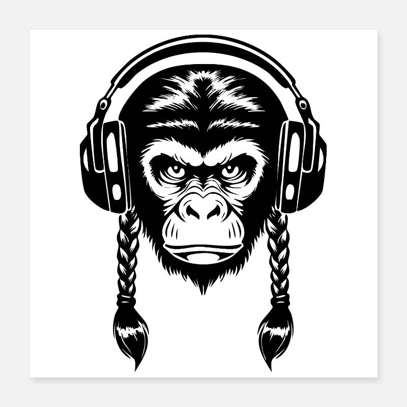 Chemise Electro Monkey Head Synth Wave Edition Poster 40 x 40 cm