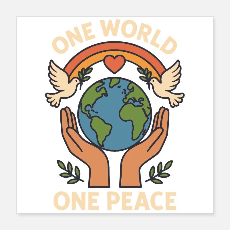 One World, One Peace Poster 16" x 16" (40x40 cm)