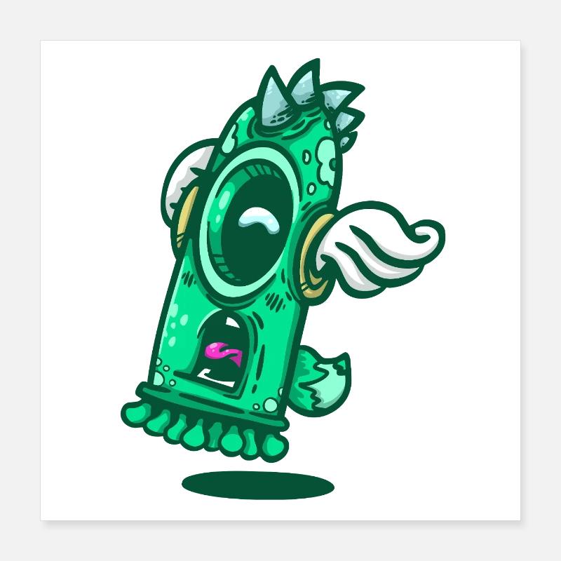 Fenêtre du monstre ailé vert Poster 40 x 40 cm