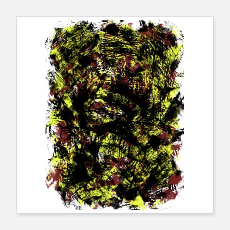 Neon Gelb Schwarz Blattmuster Poster 40x40 cm