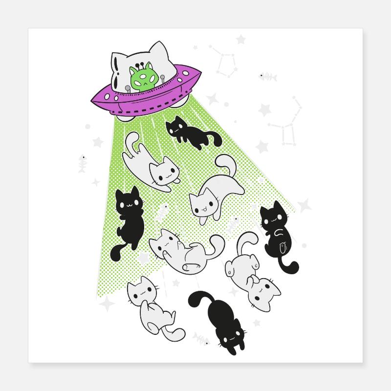 chats extraterrestres Poster 40 x 40 cm