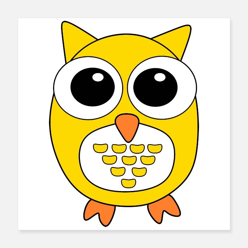 gelbe Eule gelb Vogel Vögelchen Tiere Geschenk Poster 40x40 cm