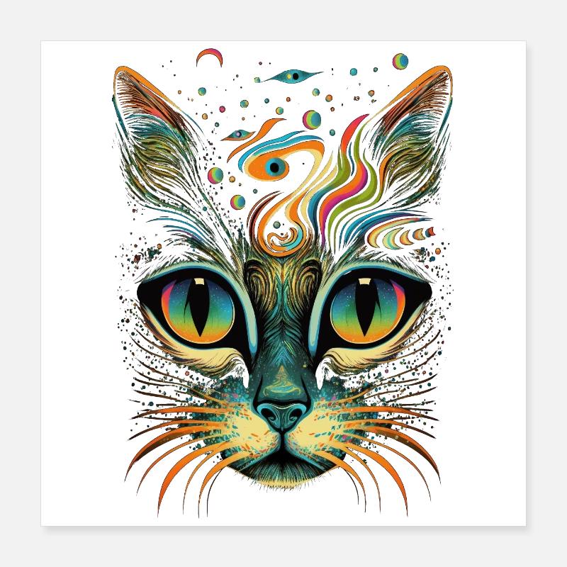 Chat cosmique Poster 40 x 40 cm