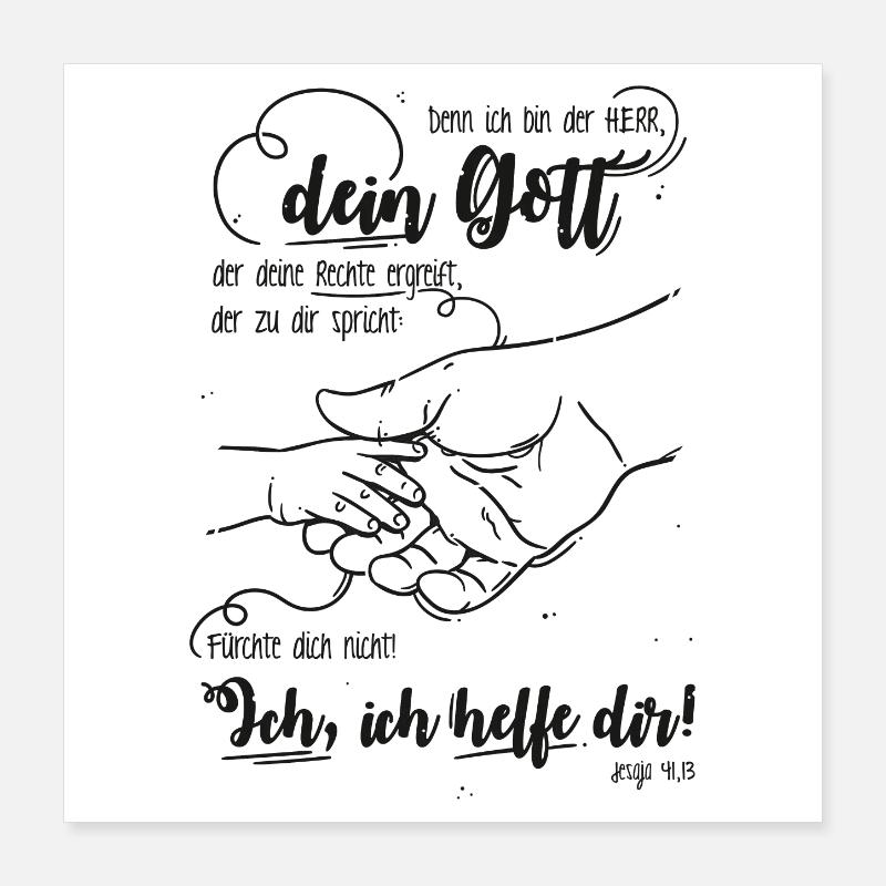 Jesaja Bibelvers Ich helfe dir Poster 40x40 cm