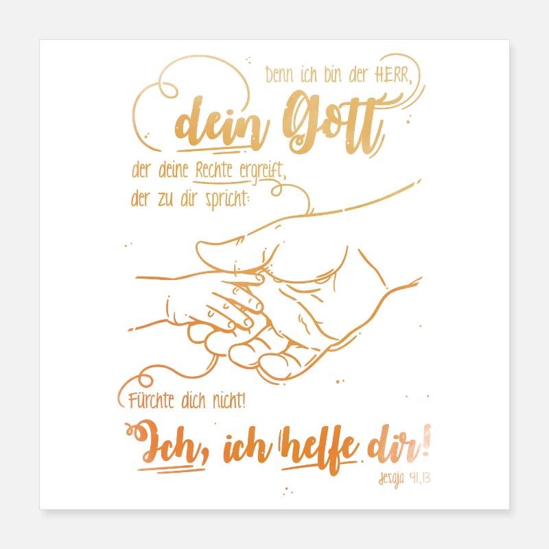 Jesaja Bibelvers Ich helfe dir Poster 40x40 cm