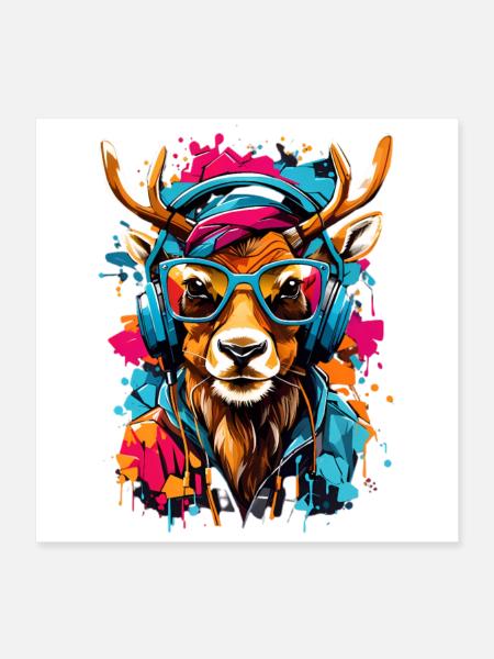 Coole Rentier - Poster 40x40 cm - Weiß