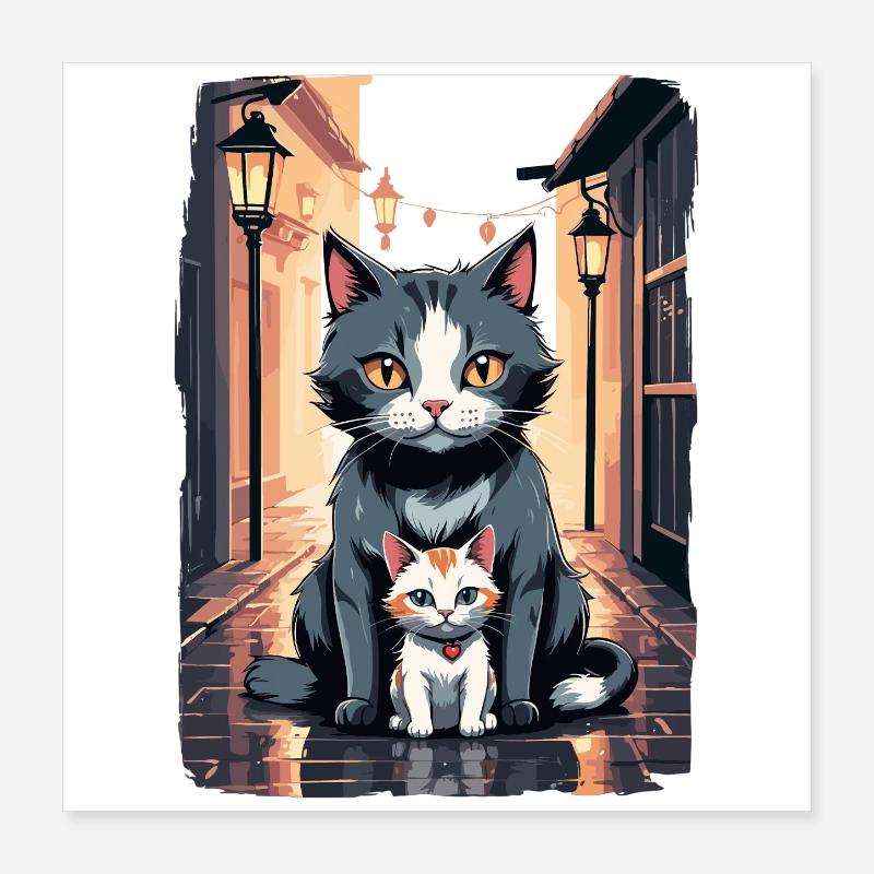 Chats mignons Poster 40 x 40 cm
