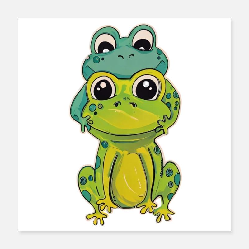Deux amies grenouilles Poster 40 x 40 cm