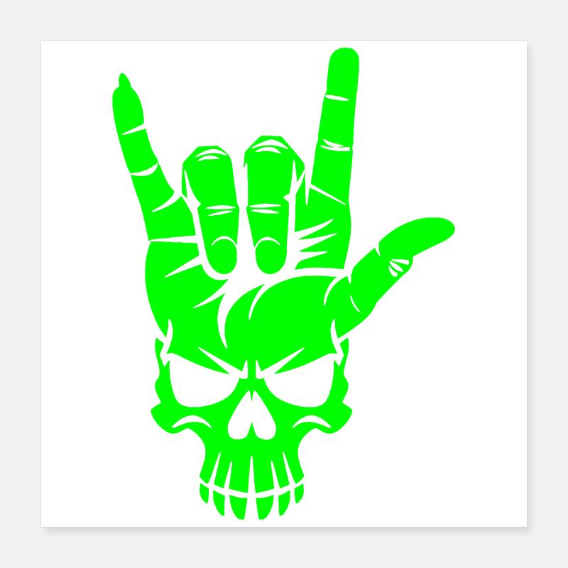 Rock 'n' Roll Crâne Geste de la main Poster 40 x 40 cm
