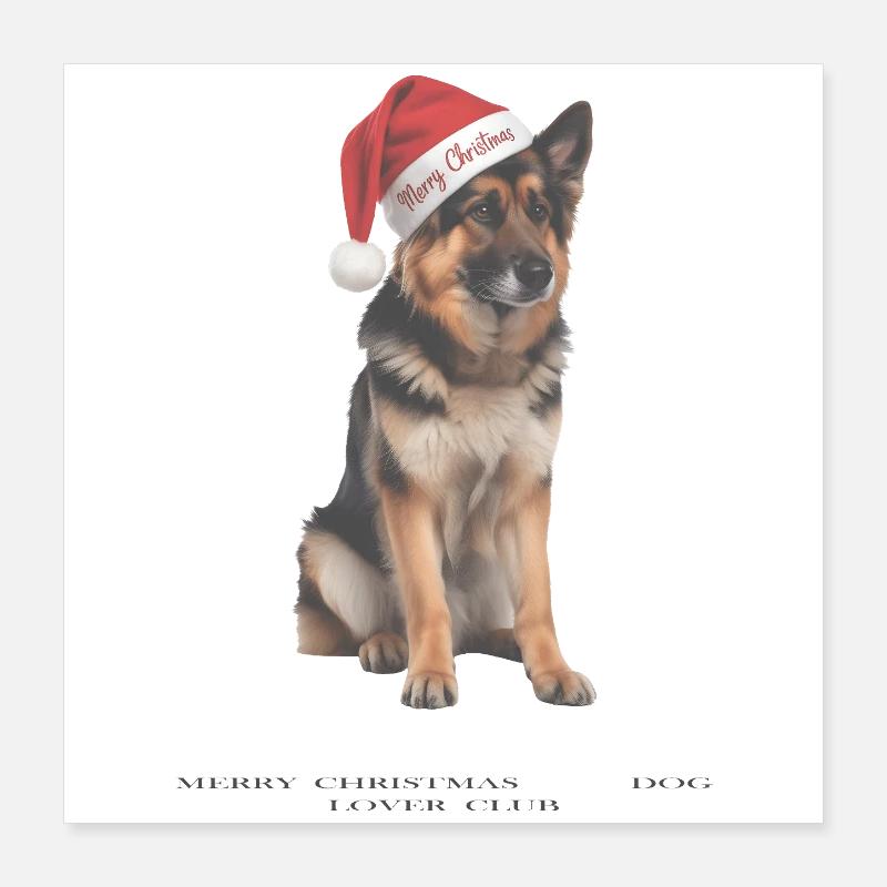 Deutscher Schäferhund Weihnachtsmütze Poster 40x40 cm