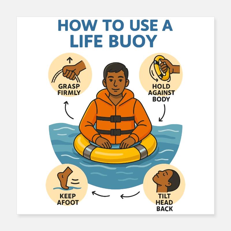 Lifebuoy Instructions Poster 16" x 16" (40x40 cm)