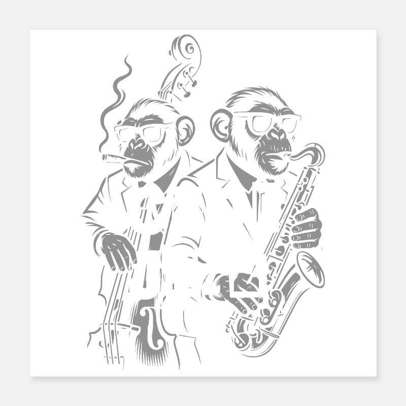 Graffiti Jazz Monkeys Poster 40 x 40 cm