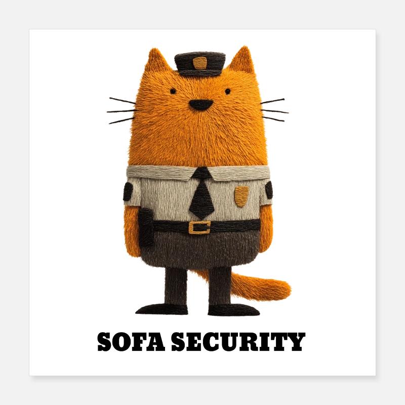 Chat au look de sécurité - Canapé Sécurité Poster 40 x 40 cm