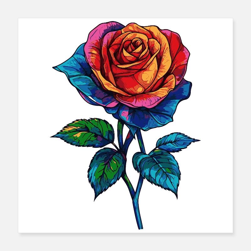 Rose Colorée Poster 40 x 40 cm