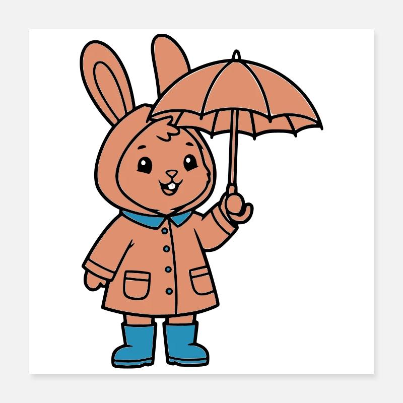 Petit parapluie de lapin mignon Poster 40 x 40 cm